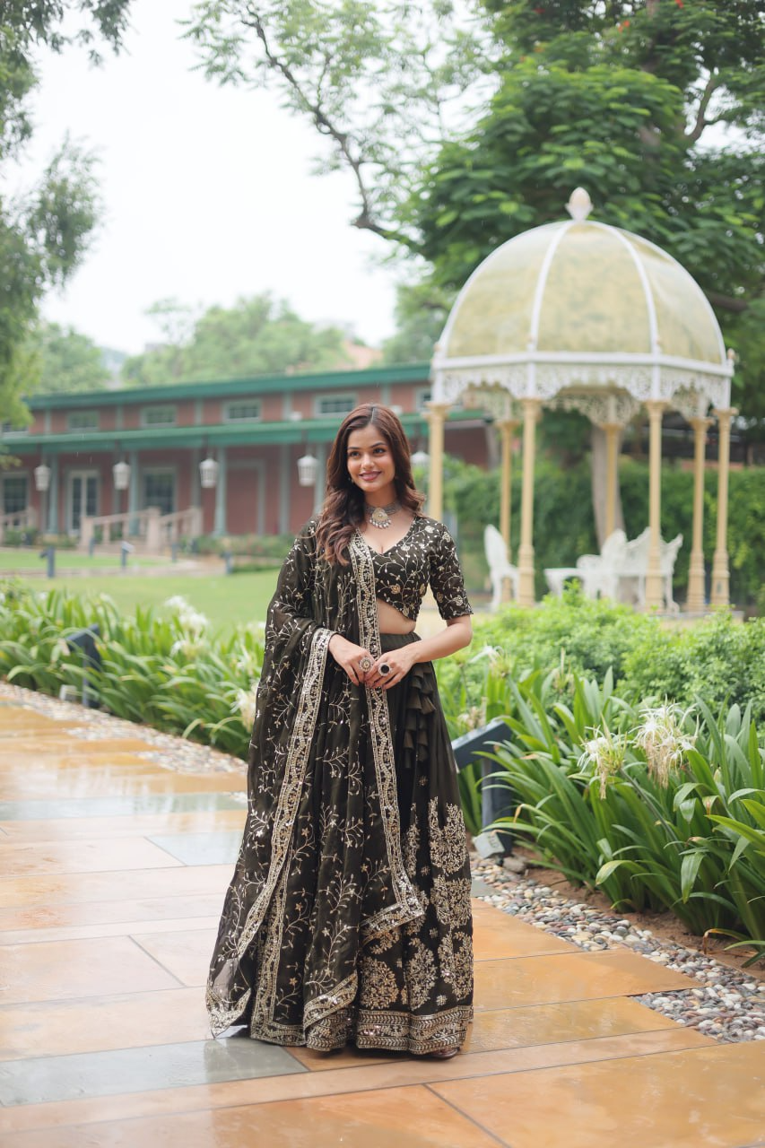 Black Color Rangoli Silk Embroidered Lehenga Choli