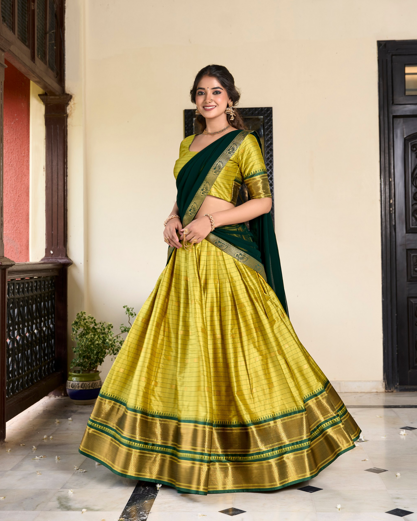 Parrot Green Color Cotton Silk Designer Lehenga Choli