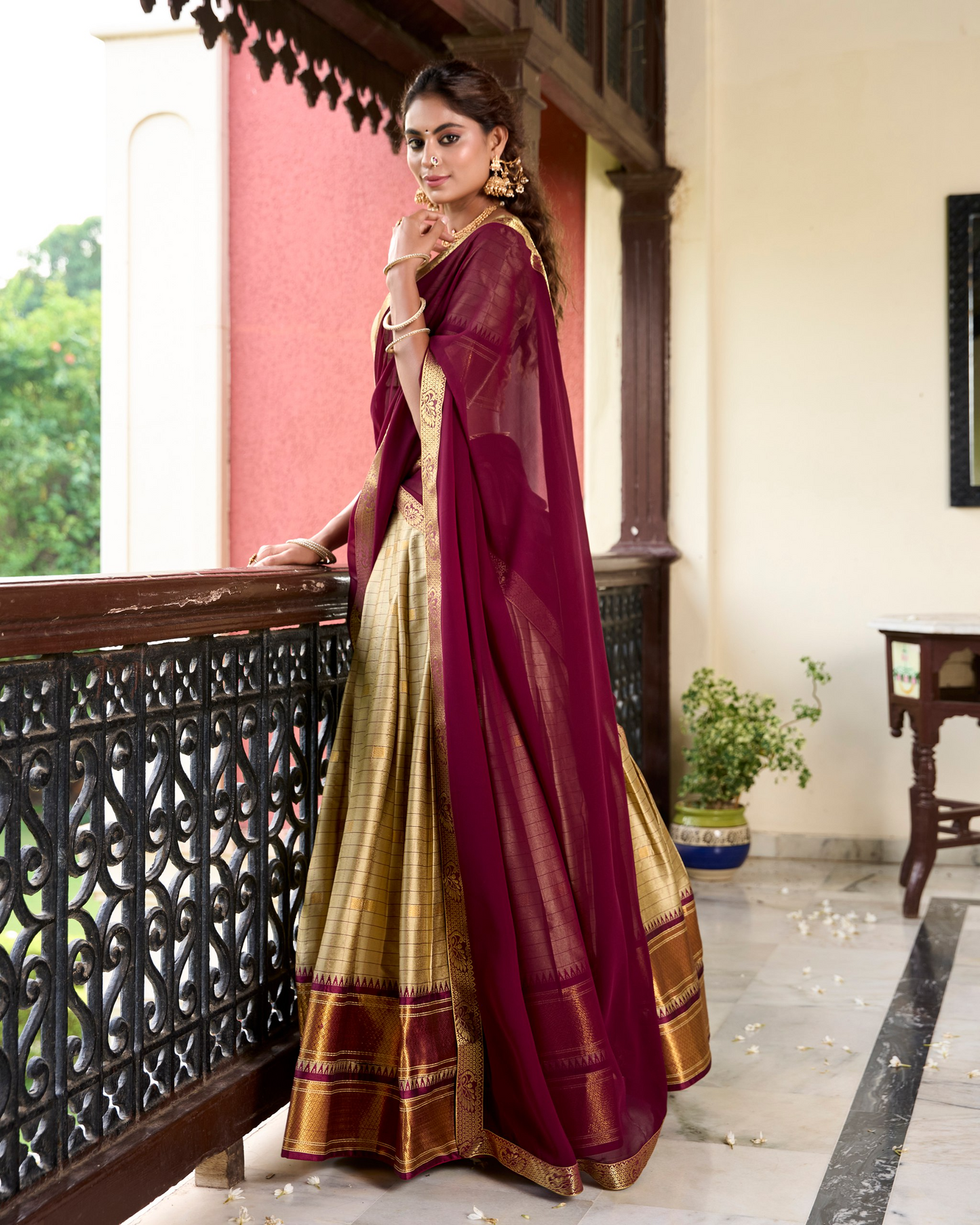 Chikoo Color Cotton Silk Designer Lehenga Choli