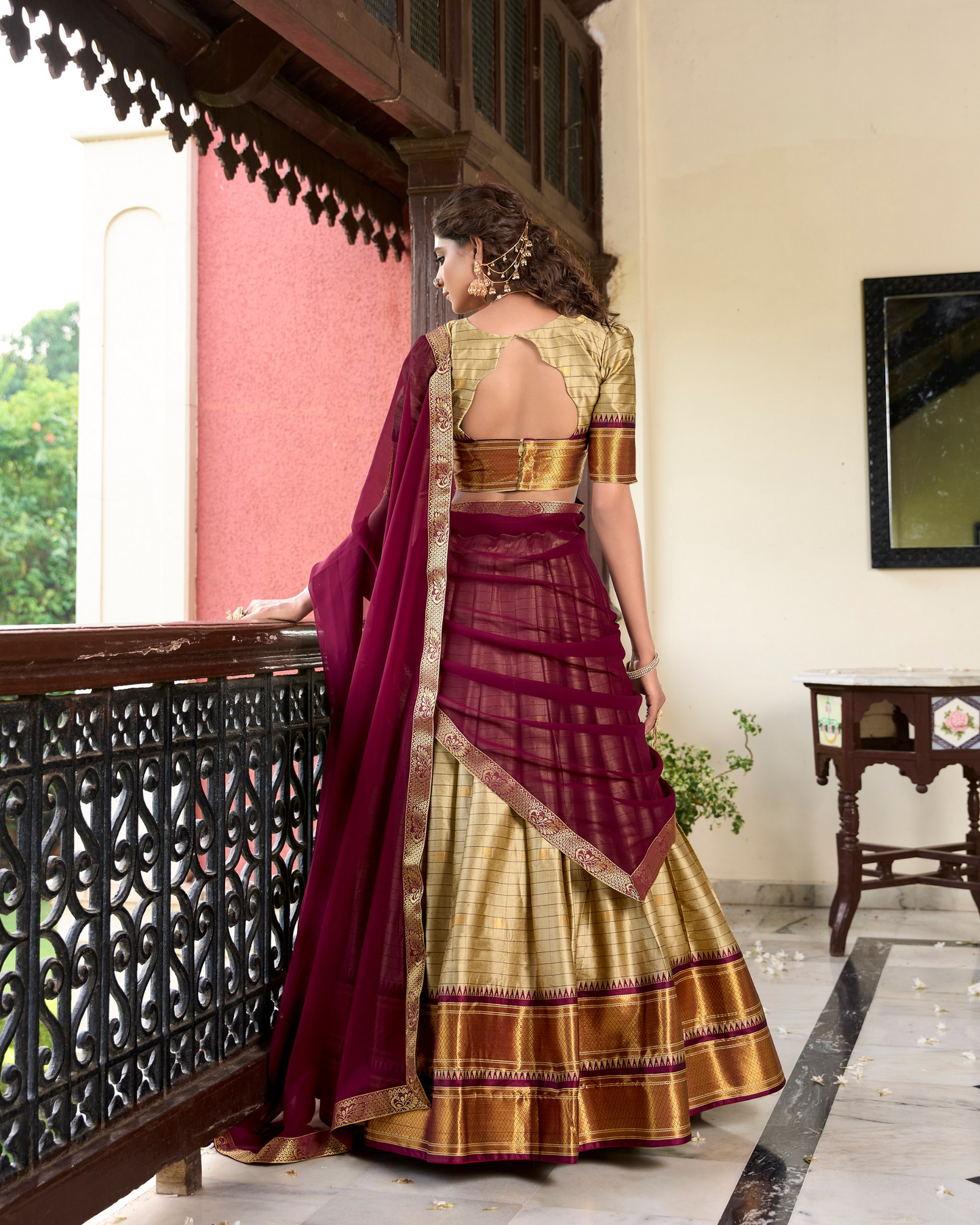 Chikoo Color Cotton Silk Designer Lehenga Choli