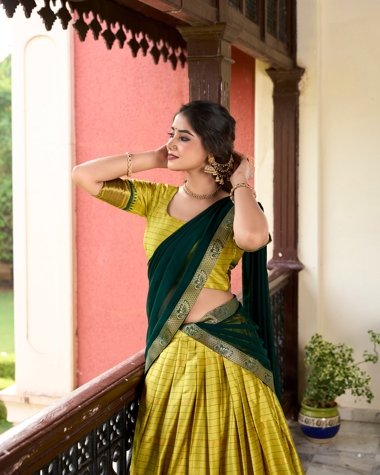 Parrot Green Color Cotton Silk Designer Lehenga Choli
