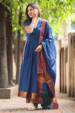 Handloom Suit Set in Royal Blue