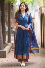 Handloom Suit Set in Royal Blue