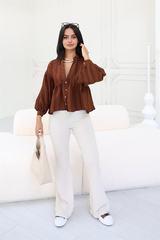 Brown Peplum Top