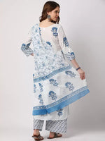 White Floral Anarkali Kurta With Palazzo