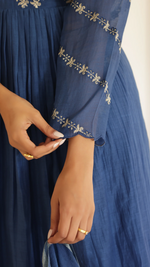 Indigo Blue Mal Chanderi Suit Set