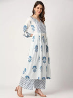 White Floral Anarkali Kurta With Palazzo