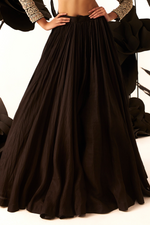 Black Organza, Net Pearls, Persian Fleur Embroidered Blouse With Gathered Skirt