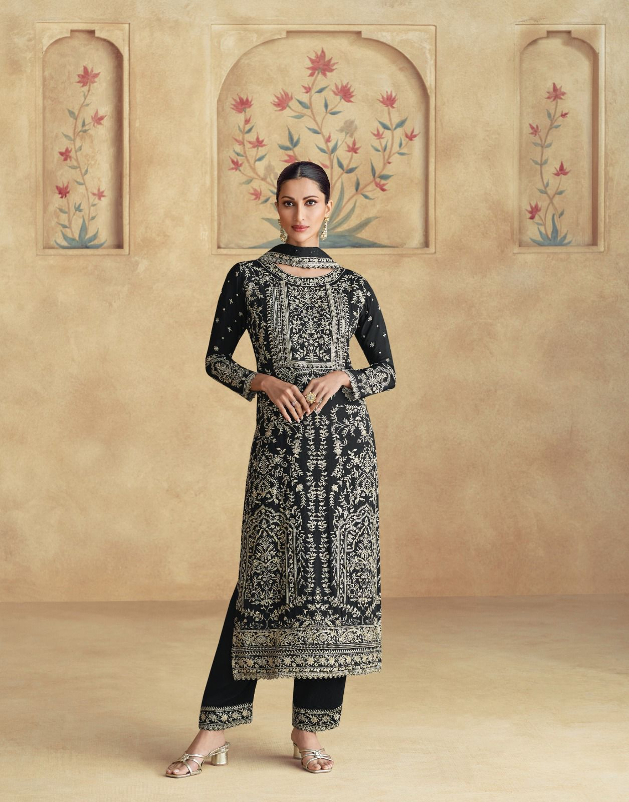 Chinon Silk Embroidered Sharara Suit (2 Colors)