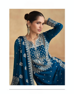 Chinon Silk Embroidered Sharara Suit (2 Colors)