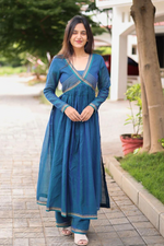 Peacock Blue Handloom Kurti Set