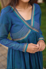 Peacock Blue Handloom Kurti Set