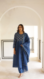 Indigo Blue Mal Chanderi Suit Set