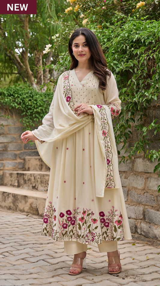 Pearl Blossom Mul Cotton Kurta Suit