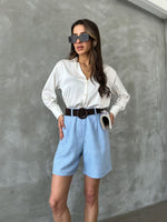 Powder Blue High-Waisted Shorts