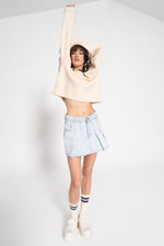 Pleated Mini Denim Skirt