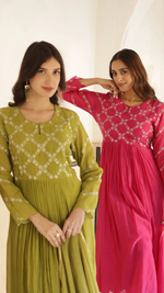 Fuchsia Pink Mal Chanderi Suit Set