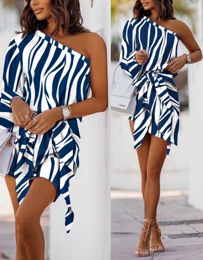 Printed One Shoulder Dress