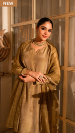 Dusky Gold Blue Tissue Suit Set