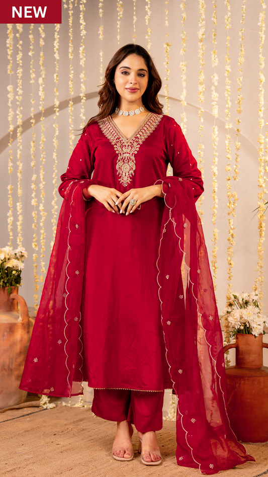 Rose Russian Silk Suit Set
