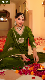 Emerald Festive Crepe Suit Set