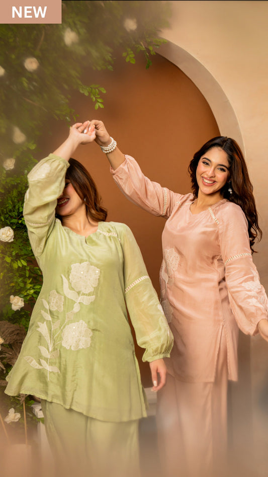 Blush Mulberry Silk Embroideried Co-Ord Set