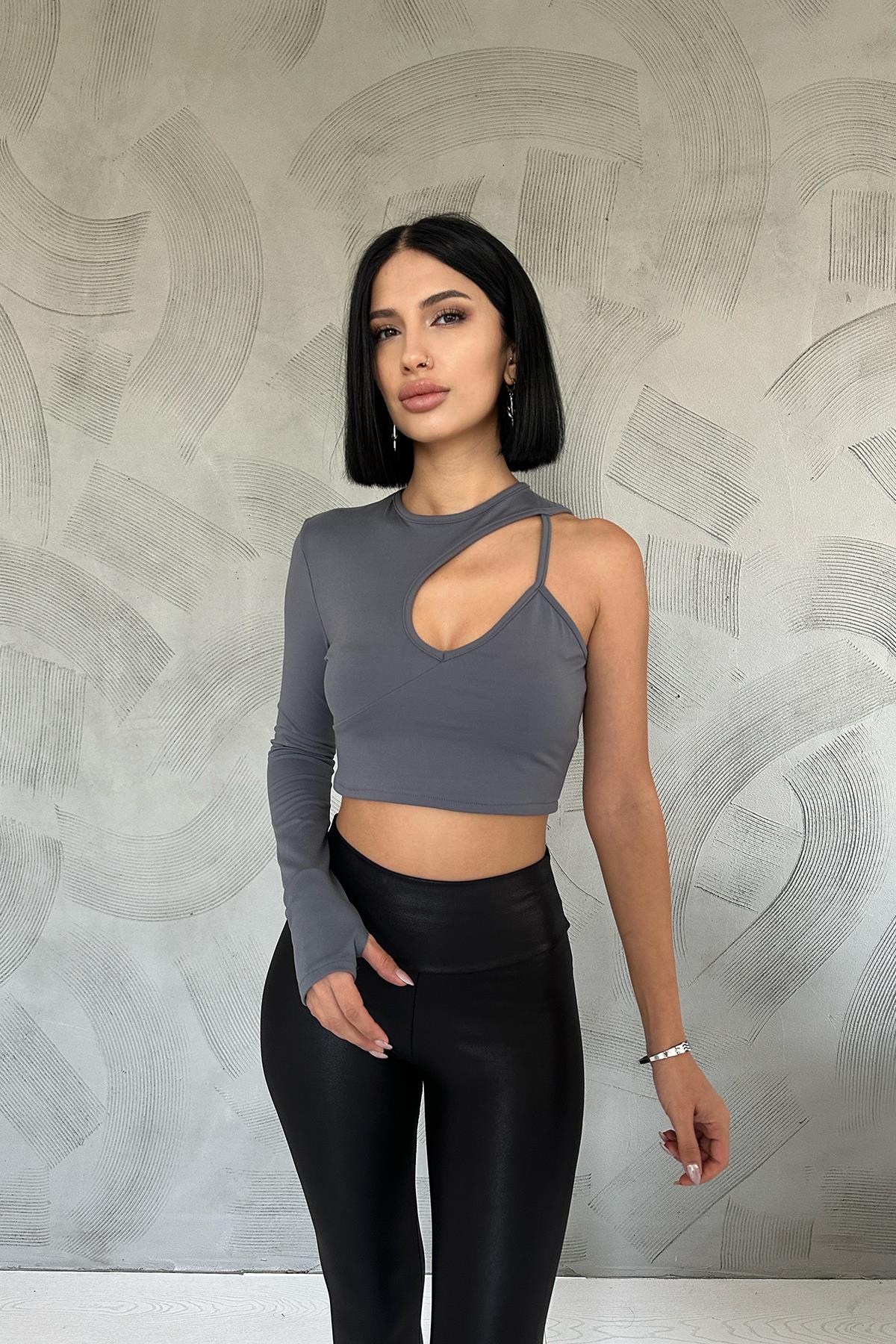 Graphite One Shoulder Top