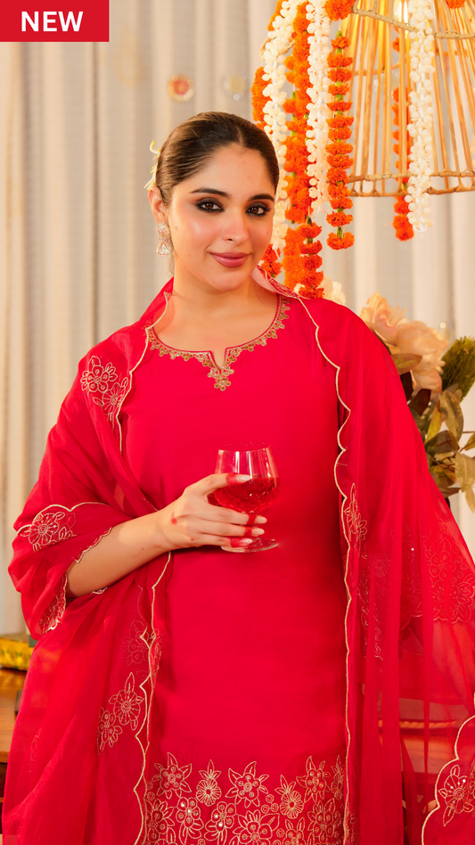 Rose Mocha Silk Sharara Suit
