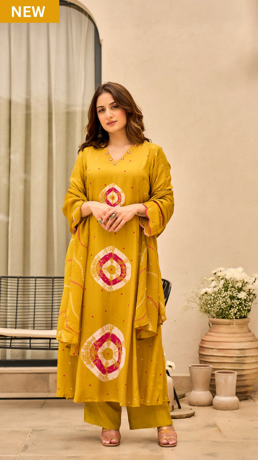 Mustard  Muslin Suit Set