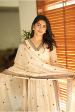 Vanila Kota Doria Embroidered Nyra Cut Kurta Suit Set