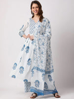 White Floral Anarkali Kurta With Palazzo