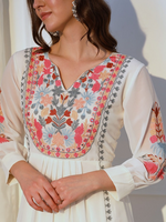 Georgette Embroidered Kurti Palazzo & Dupatta With Sequence, Mirror Hand Work & Lining