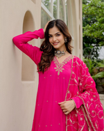 Pink Chiffon Embroidered Anarkali Suit Set