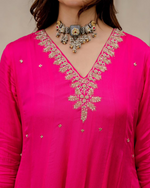 Pink Chiffon Embroidered Anarkali Suit Set