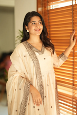 Vanila Kota Doria Embroidered Nyra Cut Kurta Suit Set