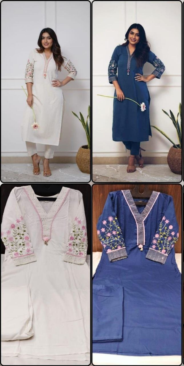 Beautiful Cotton Embroidered Co-ord Set (2 colors)