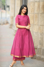 Magneta Handloom A-line Kurta Set