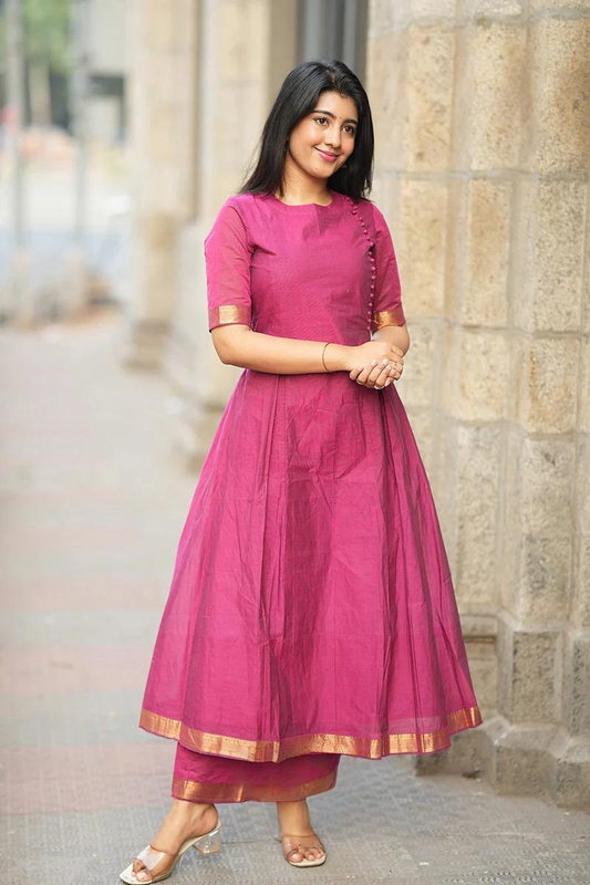 Magneta Handloom A-line Kurta Set