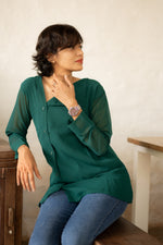 Green Georgette Office Wear Top