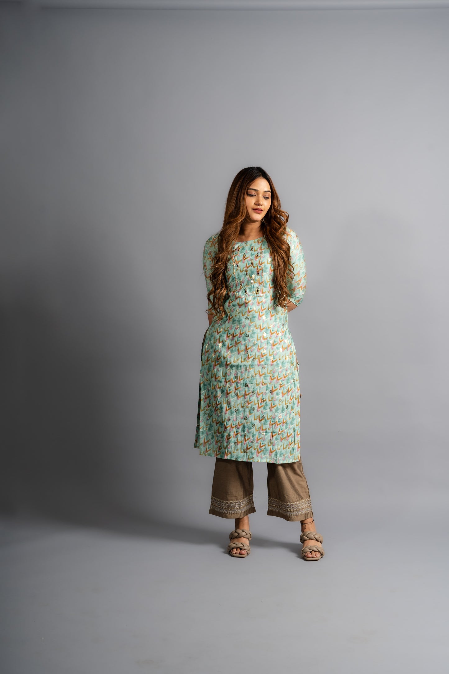 Pistachio Green Women Cotton Printed Kurta