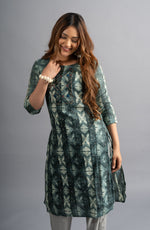 Rama Green Cotton Printed Kurta