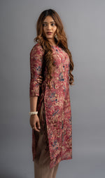 Pink Cotton Printed Kurta