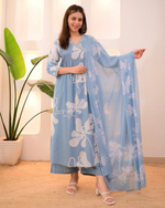Powder Blue Breeze Thread Work Cotton Suit Set