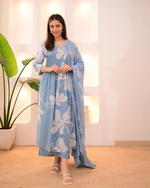 Powder Blue Breeze Thread Work Cotton Suit Set