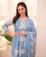 Powder Blue Breeze Thread Work Cotton Suit Set