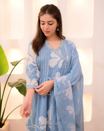 Powder Blue Breeze Thread Work Cotton Suit Set