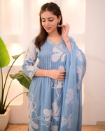 Powder Blue Breeze Thread Work Cotton Suit Set