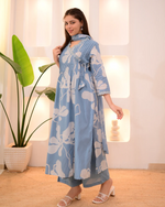 Powder Blue Breeze Thread Work Cotton Suit Set