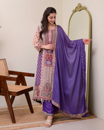 Lavender Chiffon Hand Work A-Line Festive Suit Set