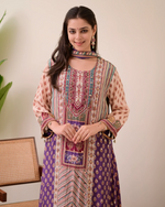 Maroon Chiffon Hand Work A-Line Festive Suit Set